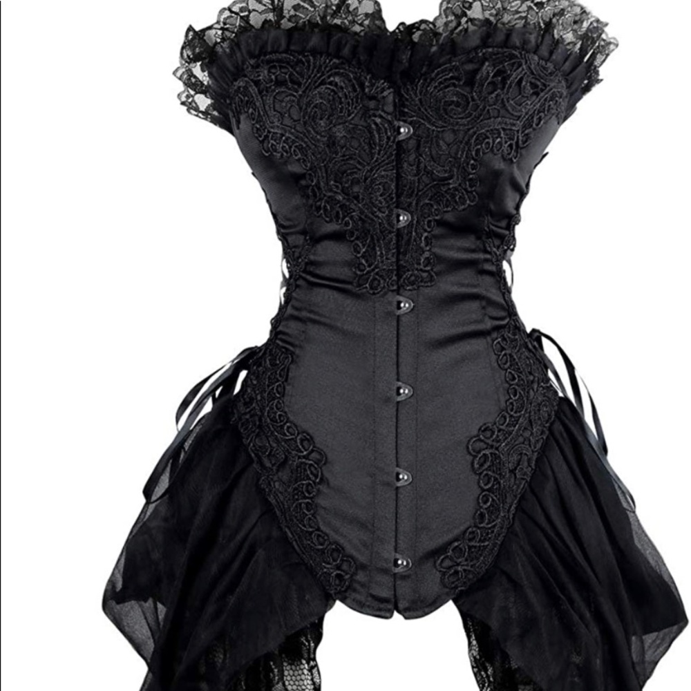 Sexy Black Gothic Corset with short skirt